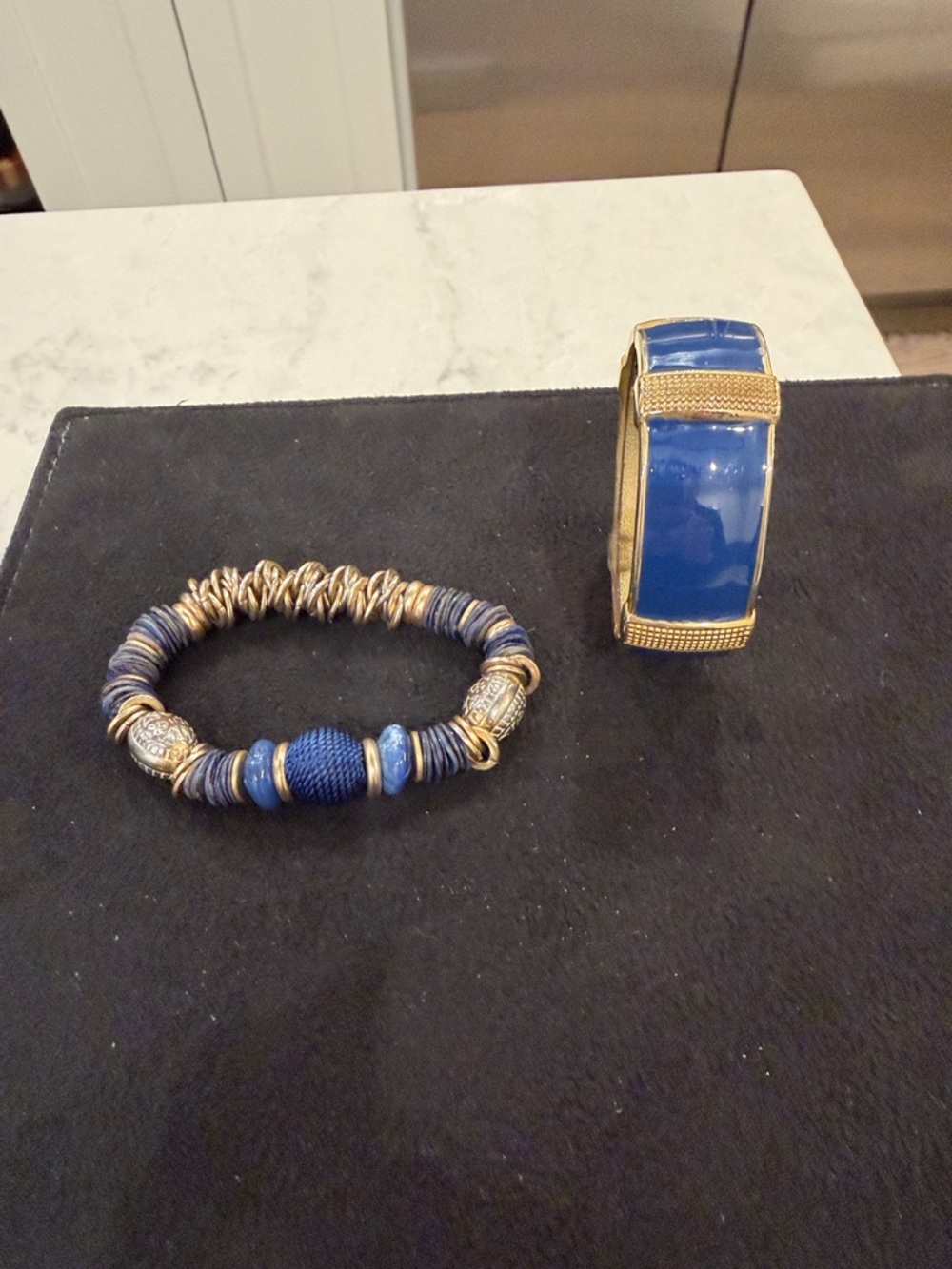 Chico's Blue Enamel and Gold-Tone Bracelet Duo
